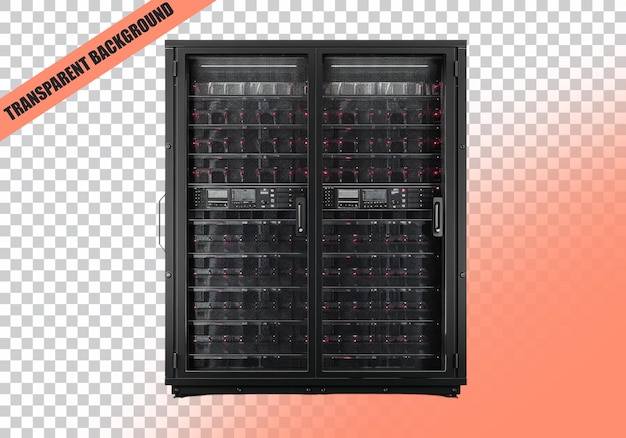 PSD big data server racks isolated on transparent background