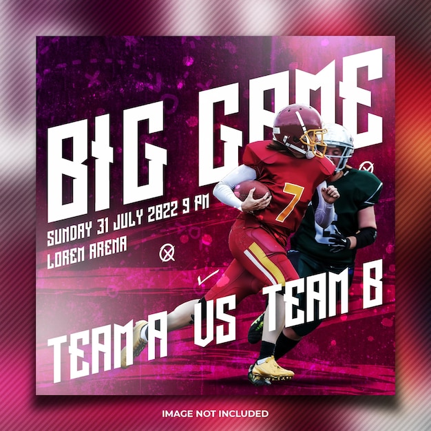 Big game american football social media post template