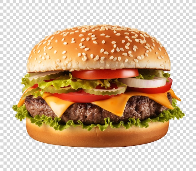 Big hamburger in transparent background