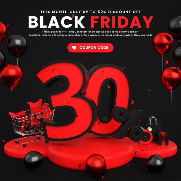 Big mega flash super black friday sale social media post for special offer promo with 30 discount