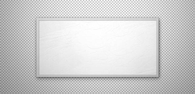 Big plain white crumpled panel on transparent background