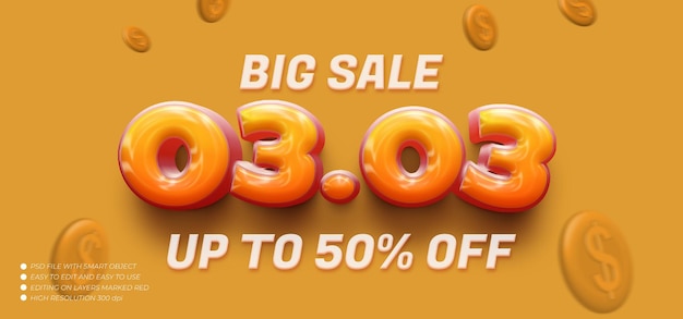 Big sale 0303 special discount with text effect editable 3d text style