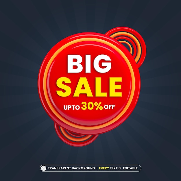 Big sale 30 off promotion banner with editable text