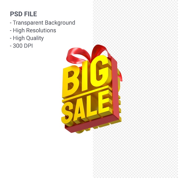 Big sale 3d design rendering for sale promotion with bow and ribbon isolated