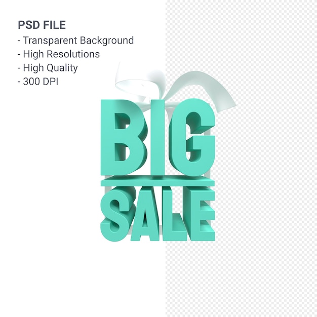 Big sale 3d design rendering for sale promotion with bow and ribbon isolated