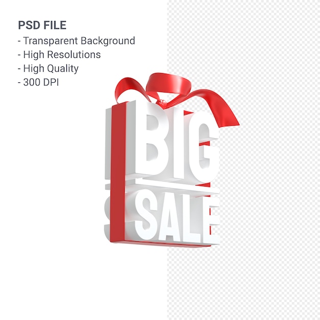 Big sale 3d design rendering for sale promotion with bow and ribbon isolated