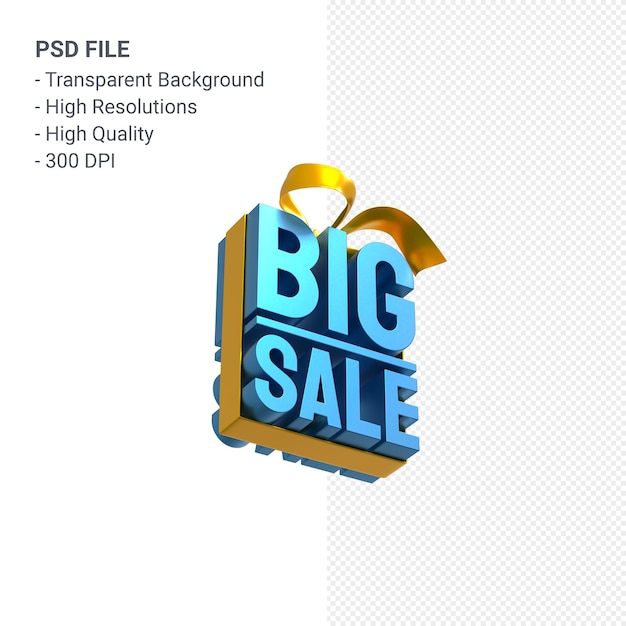 Big sale 3d design rendering for sale promotion with bow and ribbon isolated