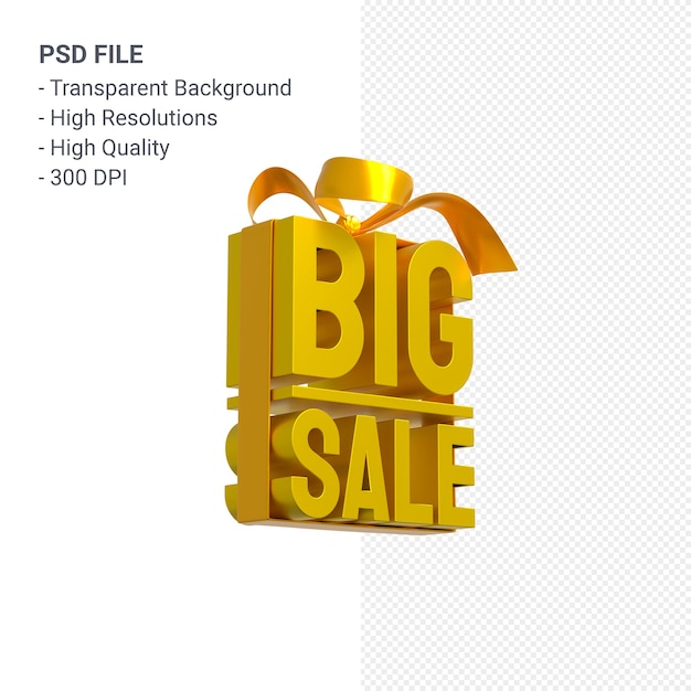 Big sale 3d design rendering for sale promotion with bow and ribbon isolated