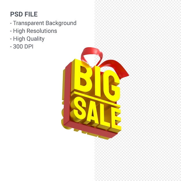 Big sale 3d design rendering for sale promotion with bow and ribbon isolated