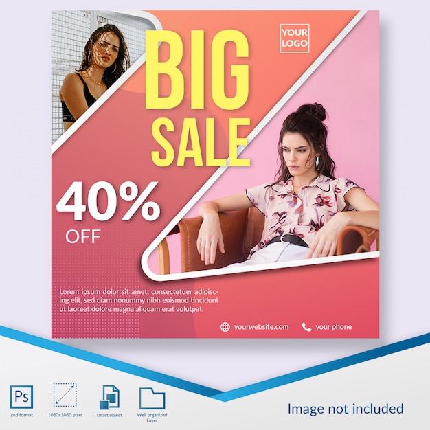 Big sale fashion promo social media post template