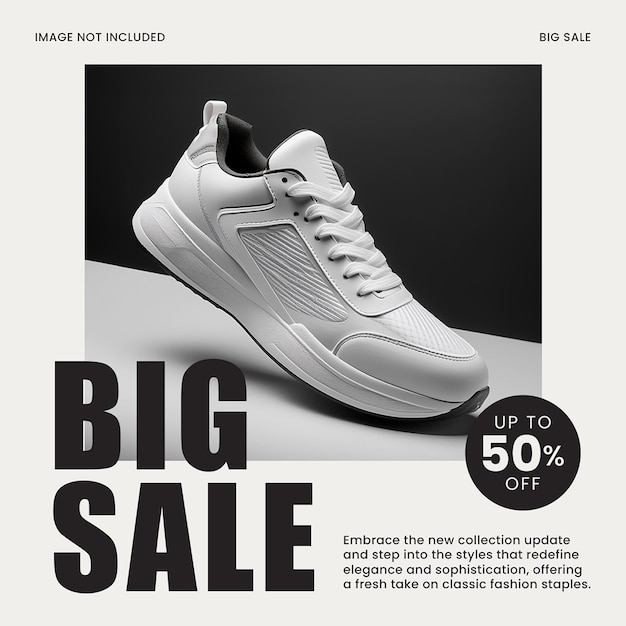 PSD big sale fashion shoes promotional design for social media and instagram post template psd