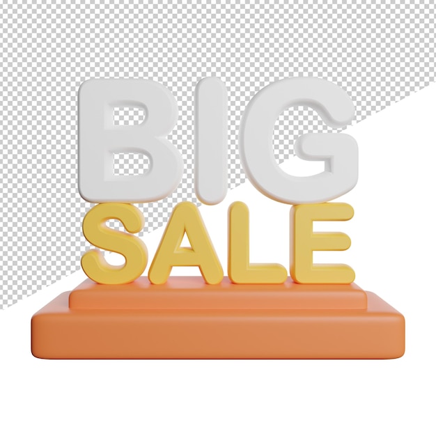 Big Sale Sign Promotion front view 3d rendering icon illustration on transparent background