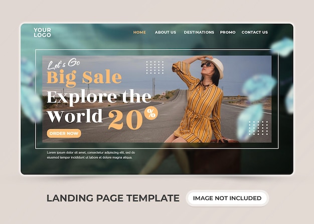 Big sale travelling promotion with landing page template premium psd