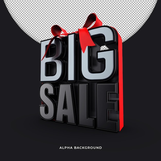 Big Super Sale 3D Text Mockup with Alpha Background PSD