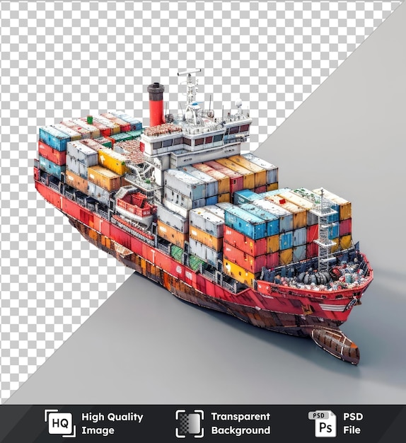 Big transport ship loaded with containers on the open sea Generative AI