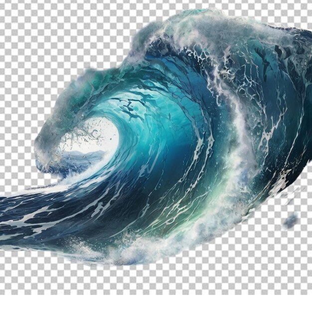 PSD big wave of tsunami sea on white background