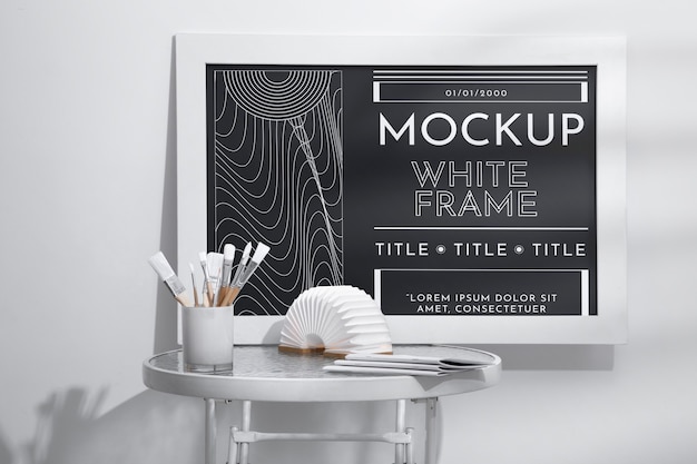 Big and white frame mockup design