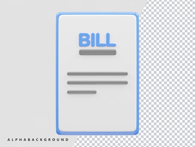 Bill icon 3d render illustration vector element