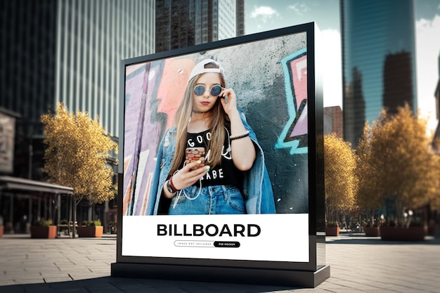 Billboard advertises the billboard in a city.