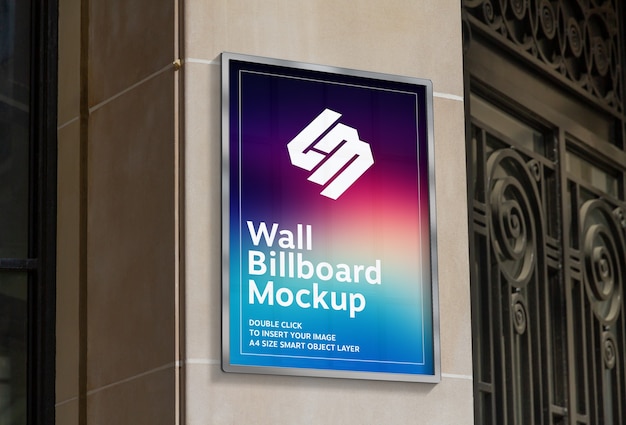 Billboard hanging on company wall Mockup