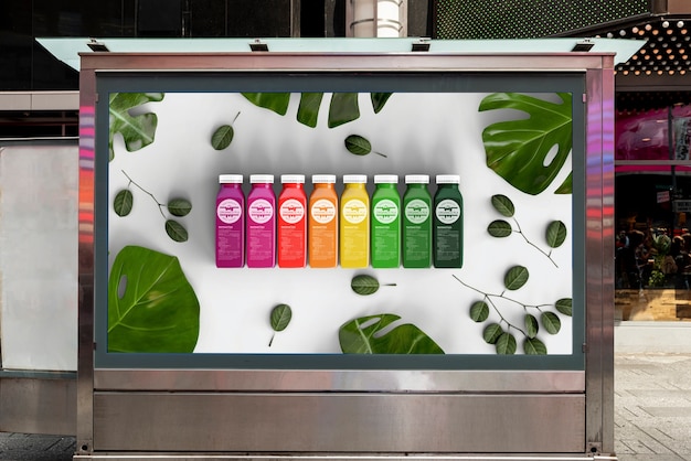 Billboard mock-up with colorful smoothies