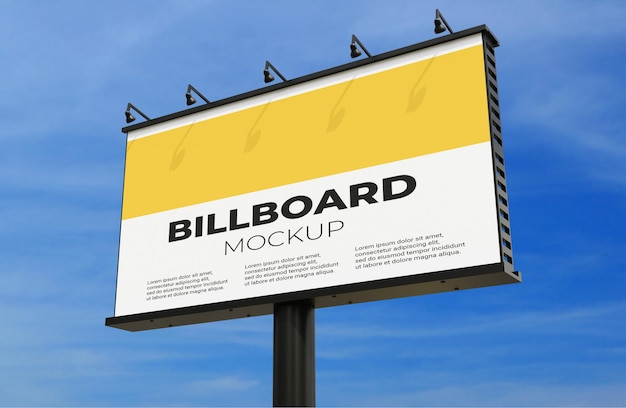 Billboard mockup on blue sky background