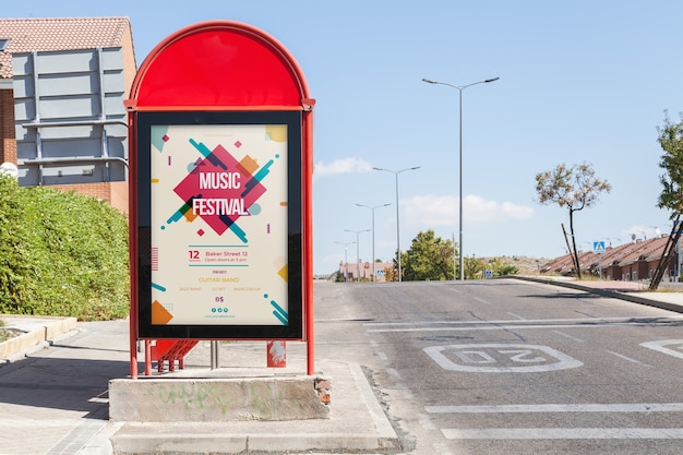 Billboard mockup on bus stop