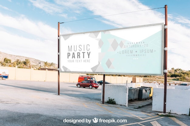 Billboard mockup on parking lot