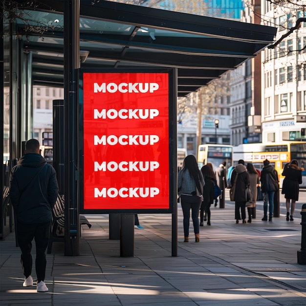 Billboard Mockup On Sidewalk