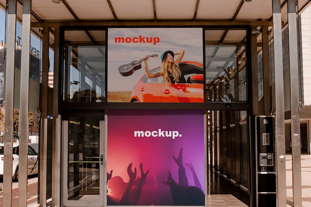 Billboard mockup in urban environment