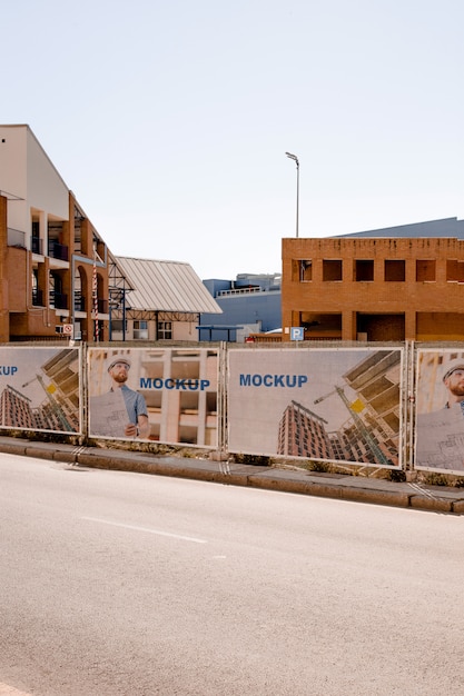 Billboard mockup in urban environment