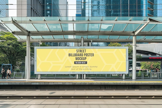 Billboard mockup with a building in the background