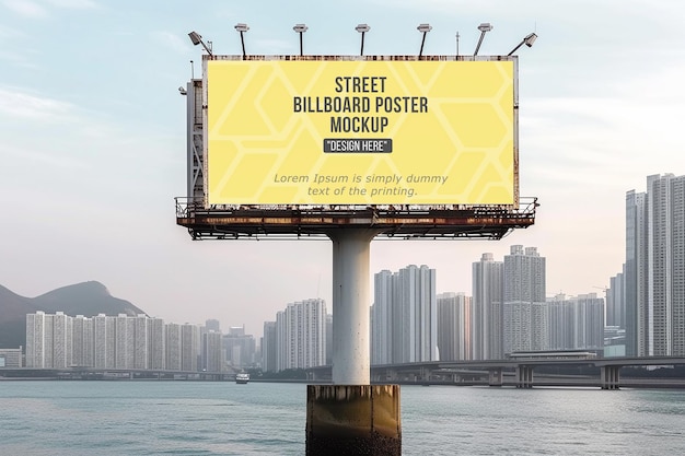 Billboard mockup with a building in the background