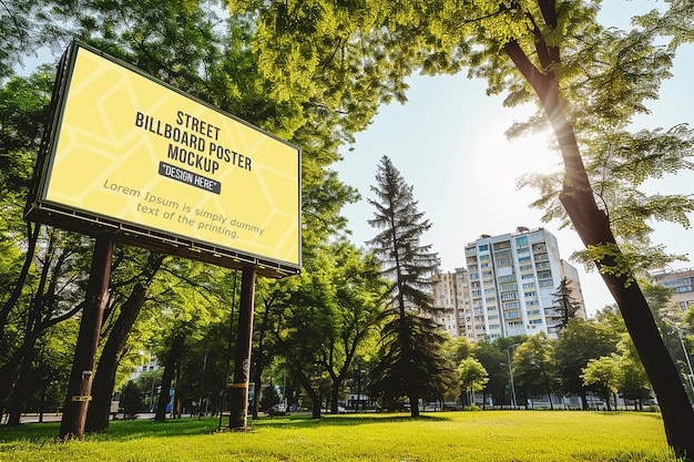 Billboard mockup with a building in the background