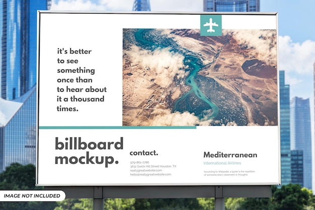 PSD billboard mockup with sky view background editable psd template