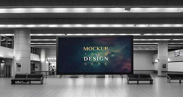 Billboard Poster at Airport Mockup PSD