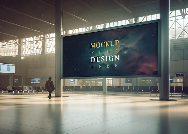 Billboard Poster at Airport Mockup PSD