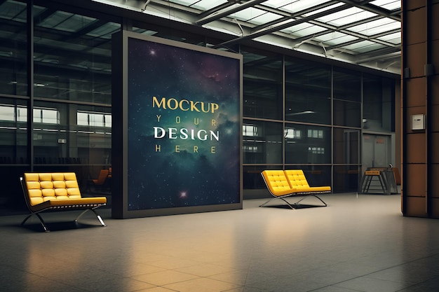 Billboard Poster at Airport Mockup PSD