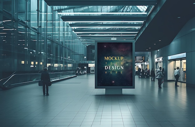 Billboard Poster at Airport Mockup PSD