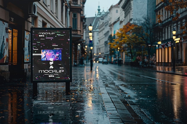 PSD billboard in the rain  mockup