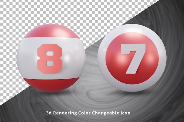 Billiard Balls 3d icon or 3d billiard ball icon or 3d sport billiard ball icon