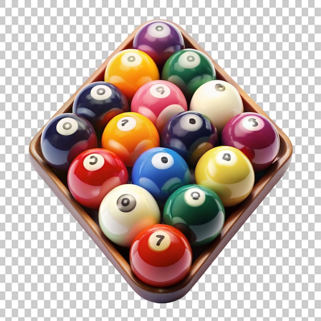 billiard balls triangle on transparent background