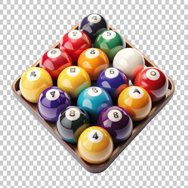 billiard balls triangle on transparent background