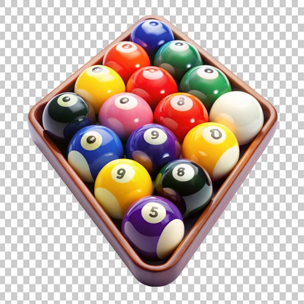 billiard balls triangle on transparent background