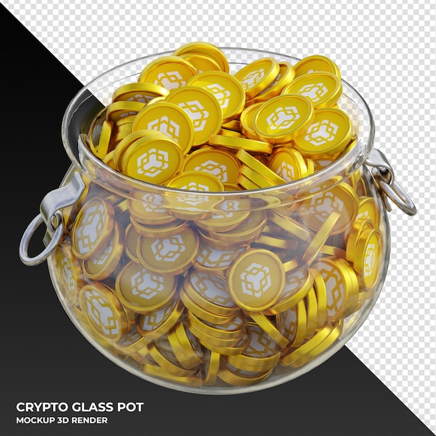 Binance Coin BNB crypto coin Clear Glass Pot