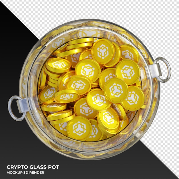 Binance Coin BNB crypto coin Top View Clear Glass Pot