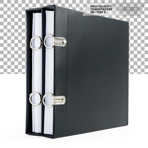 PSD binder folder with rings for holding and organizing transparent background