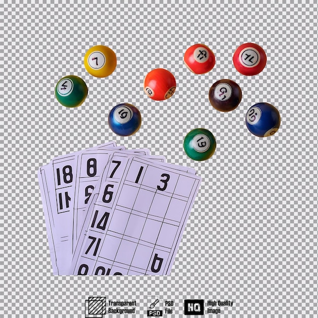 Bingo Balls and Cards on Plain Colored Studio Background