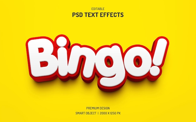 Bingo cartoon style 3d text effect