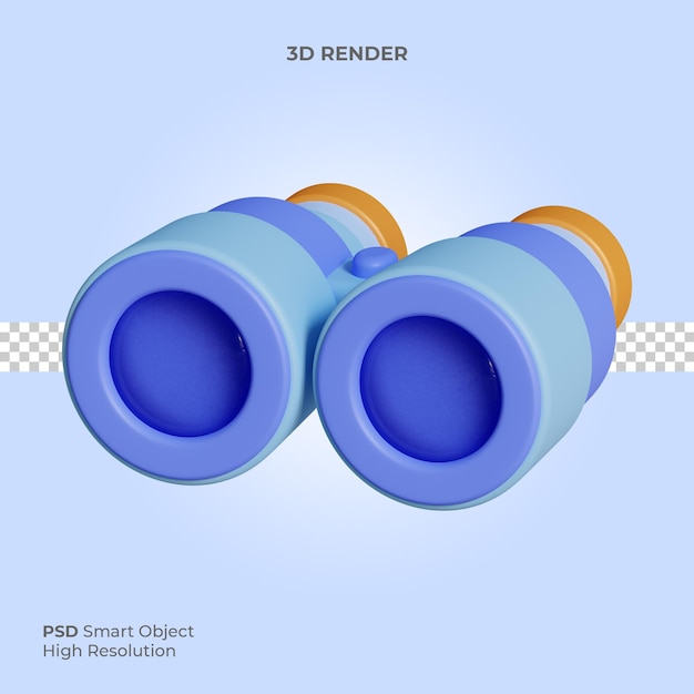 Binocular icon 3d render illustration isolated premium psd